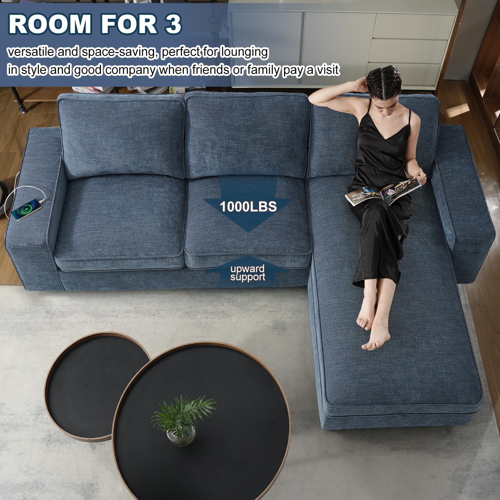 L-Shape Convertible Sofa