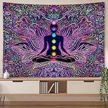 Coveimes Trippy Seven Chakras Tapestry Room Decor Bohemian Mandala Yoga Meditation Tapestry Wall Hanging Spiritual Gift Art Home Bedroom Living Room Dorm Office Wall Art Tapestry