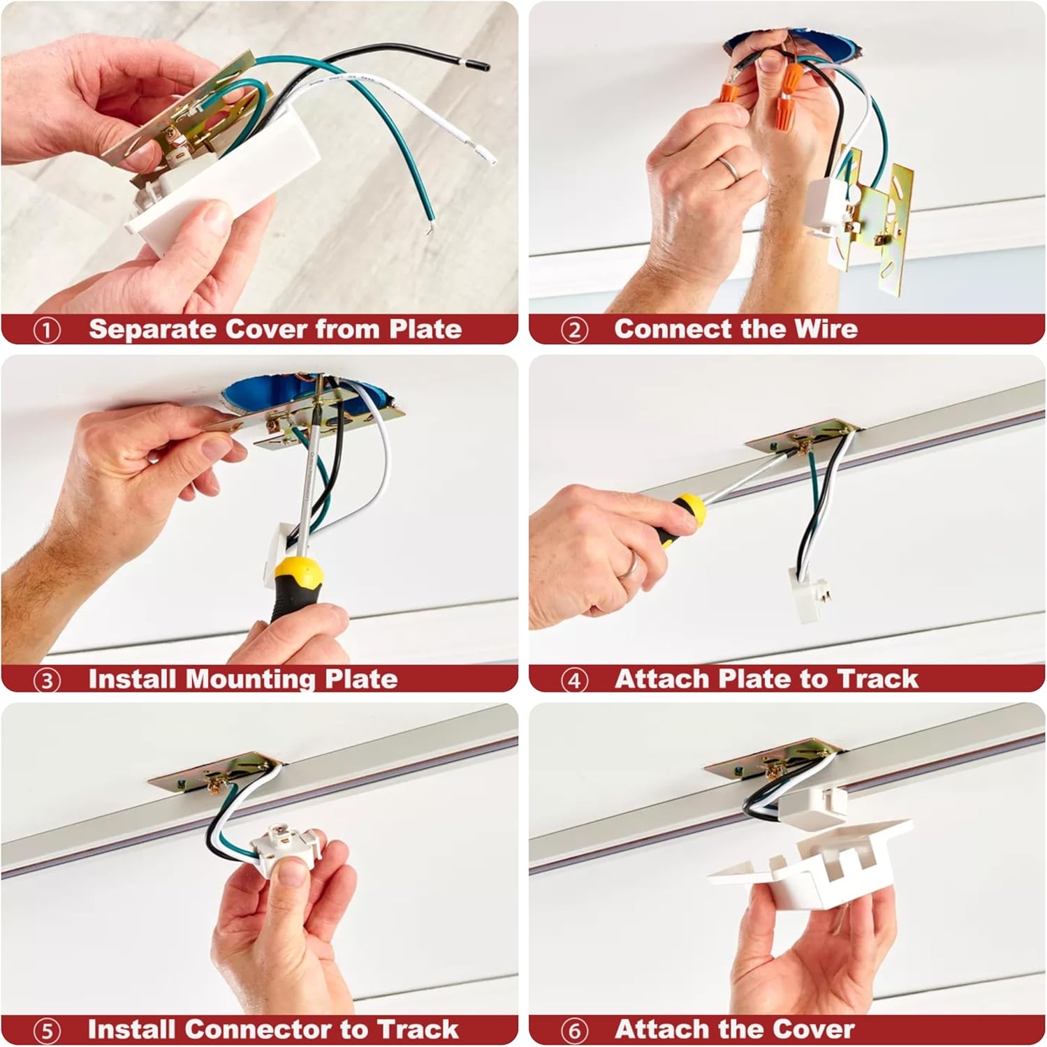 12-Light LED Track Lighting Kit with 13.2FT H Type Track Lighting Rails and Floating Canopy Connector, Modern Kitchen GU10 Track Lighting Fixtures Ceiling Spot Light, Black (No Bulbs)