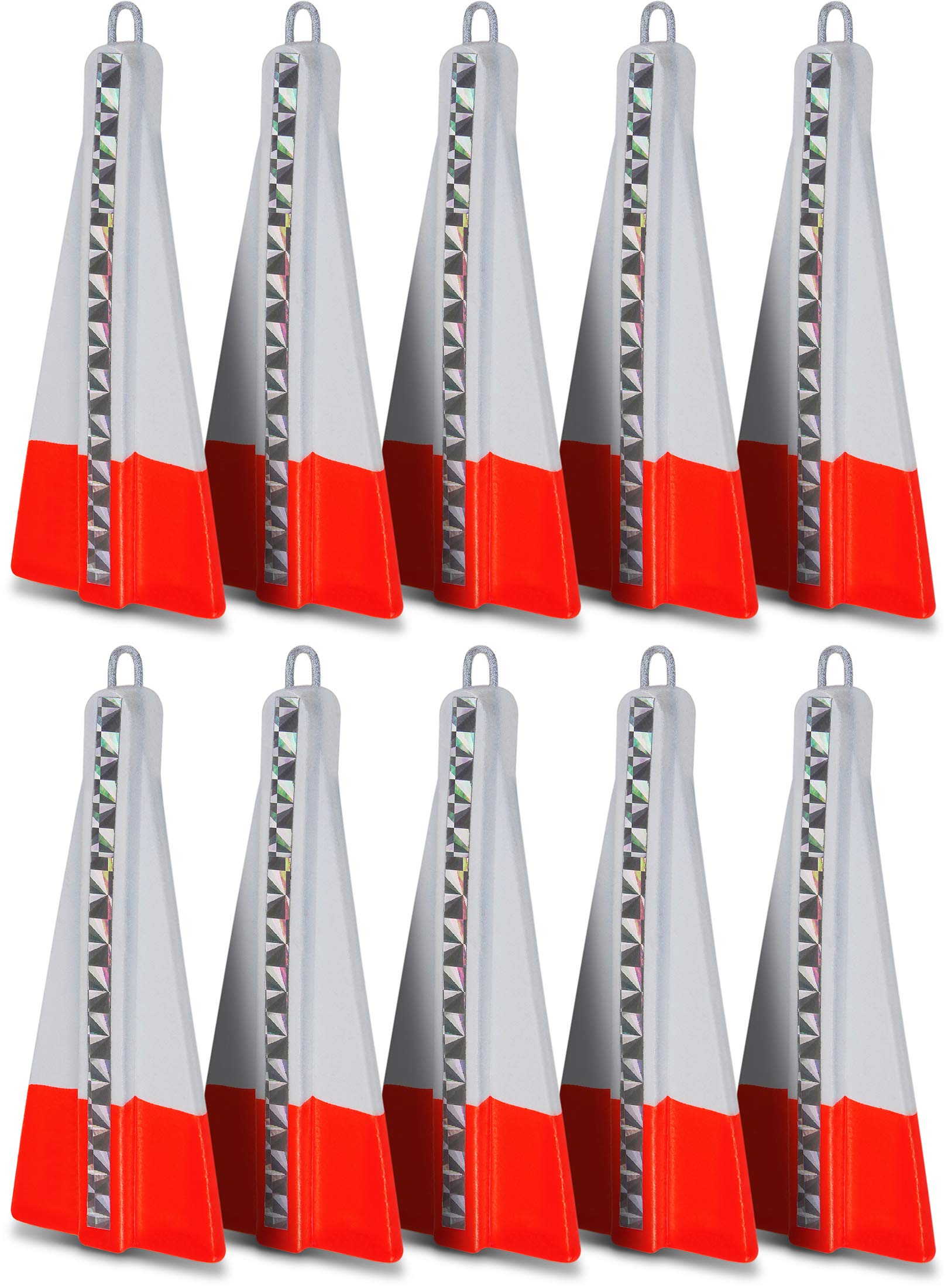 Set Pesi Per Pesca Aringhe Con Occhiello – 5 O 10 Pezzi – Rosso/Bianco Riflettenti – Grammature 30-80g - 4
