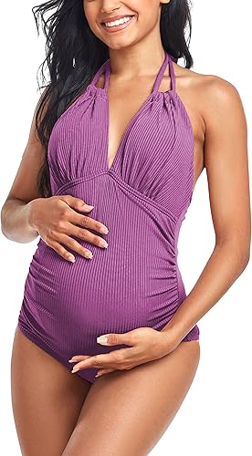 Miniatura 4 de EastElegant Trajes de baño de maternidad de una pieza con cuello en V traje de baño de embarazo