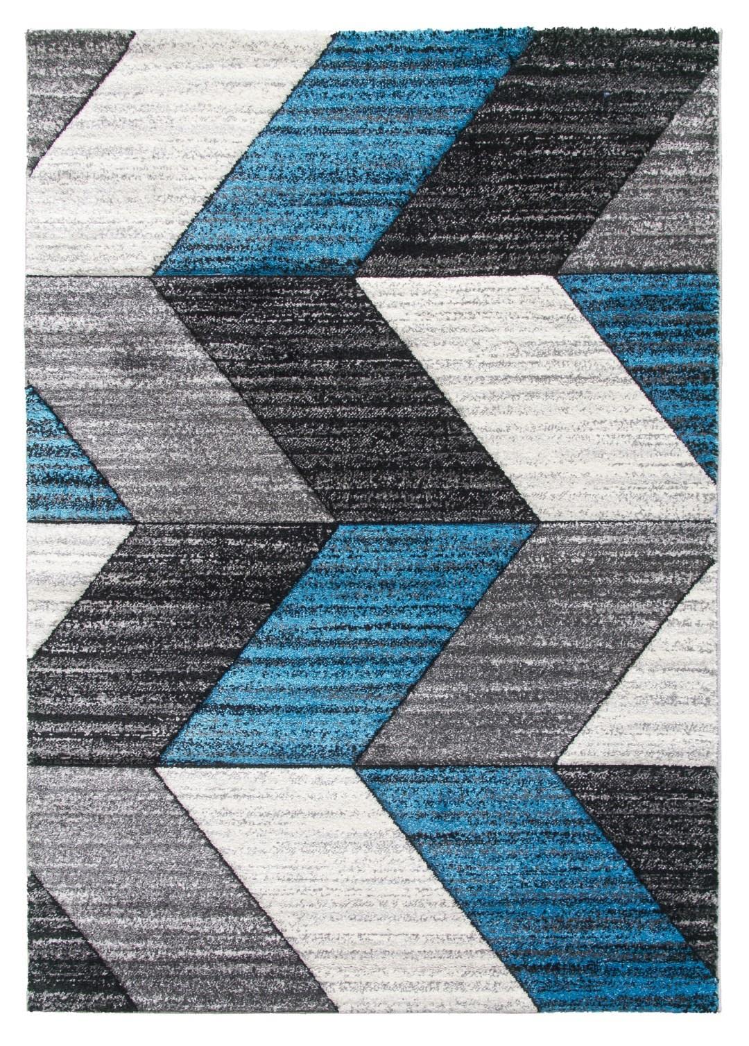 SrS Rugs® Impulse - Area Rug for Living Room, Bedroom, Hallway Runner Rug - Abstract Geometric Design - Provides Home with Comfort and Warmth (Teal Blue Chevron, 120cm x 170cm) — image 1