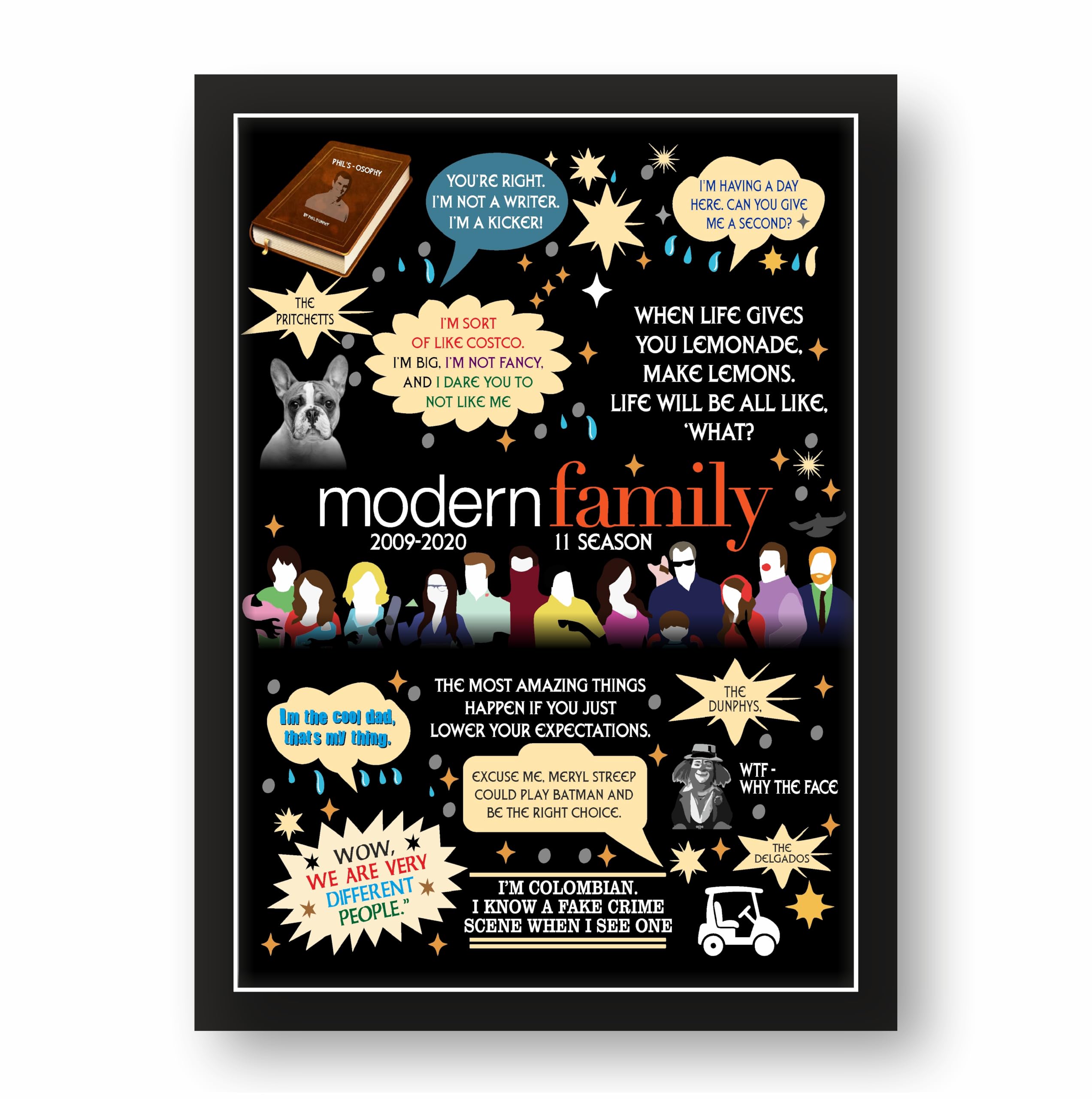 Modern Family Quote Collage Frame – 9.25 in x 12.8 in – Framed TV…