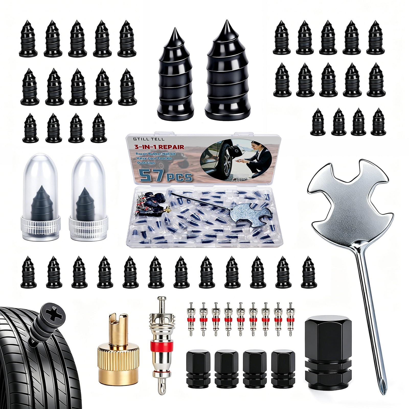 57 PCS 3-in-1 Tire Plug Kit