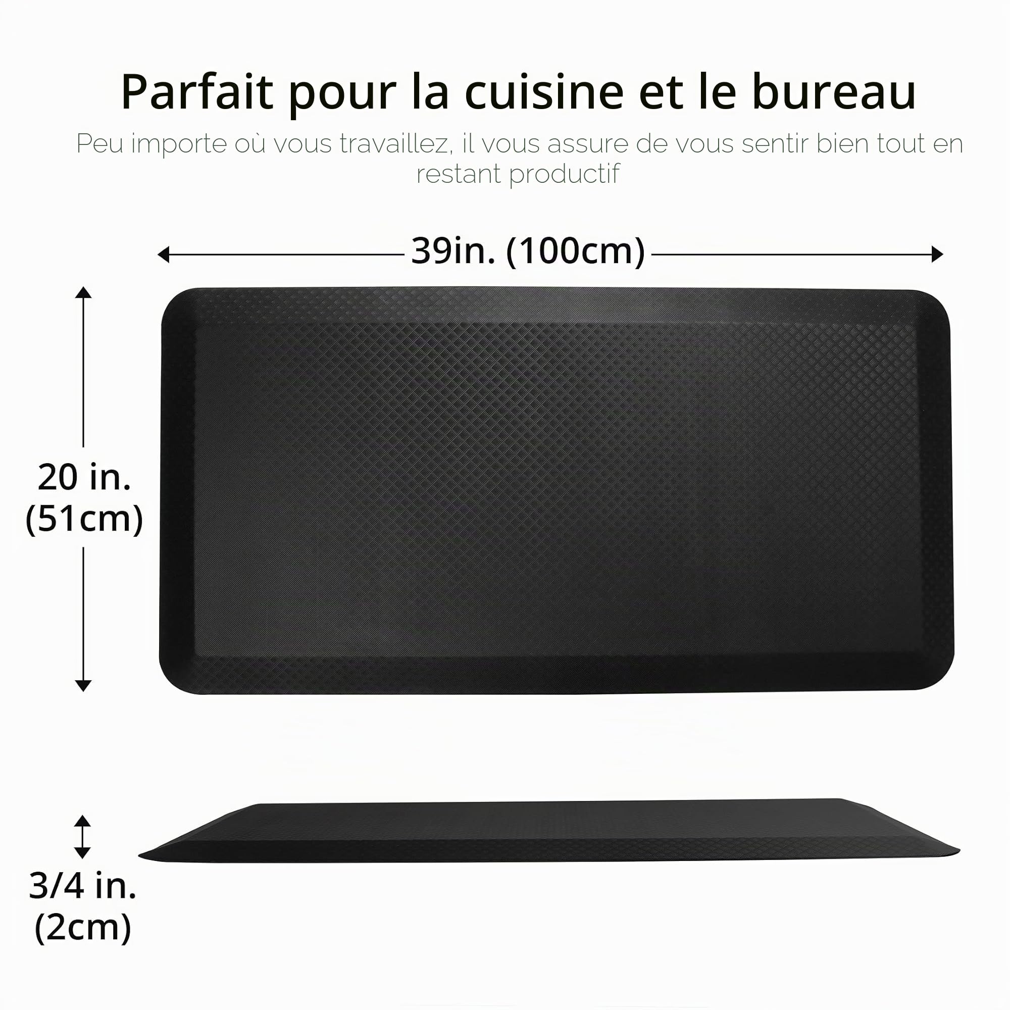 Flexispot Tapis Anti-Fatigue pour Bureau Debout Noir