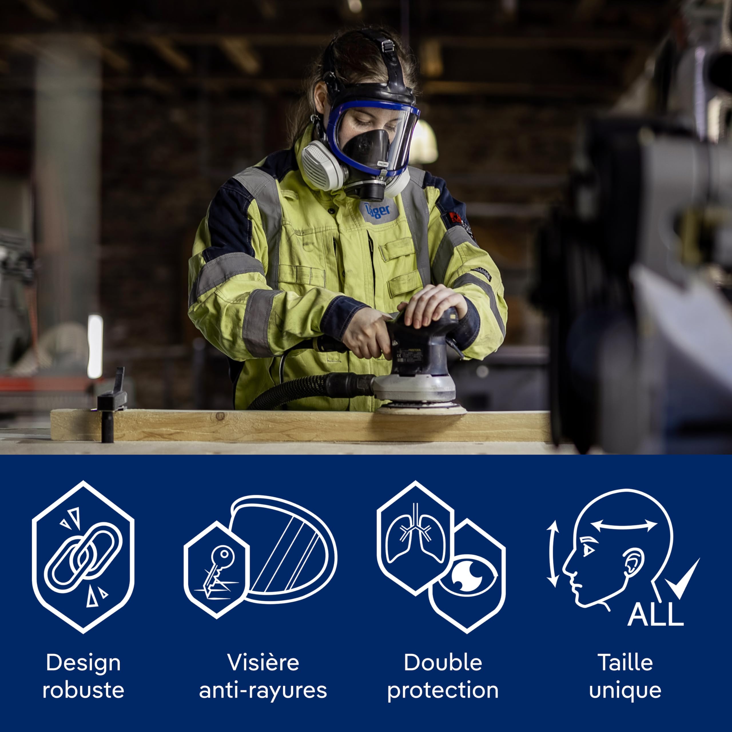 Dräger X-plore 5500 Masque de Protection respiratoire Complet avec filtres P3 R remplaçables adapté aux poussières, Particules Fines, Poudre métallique