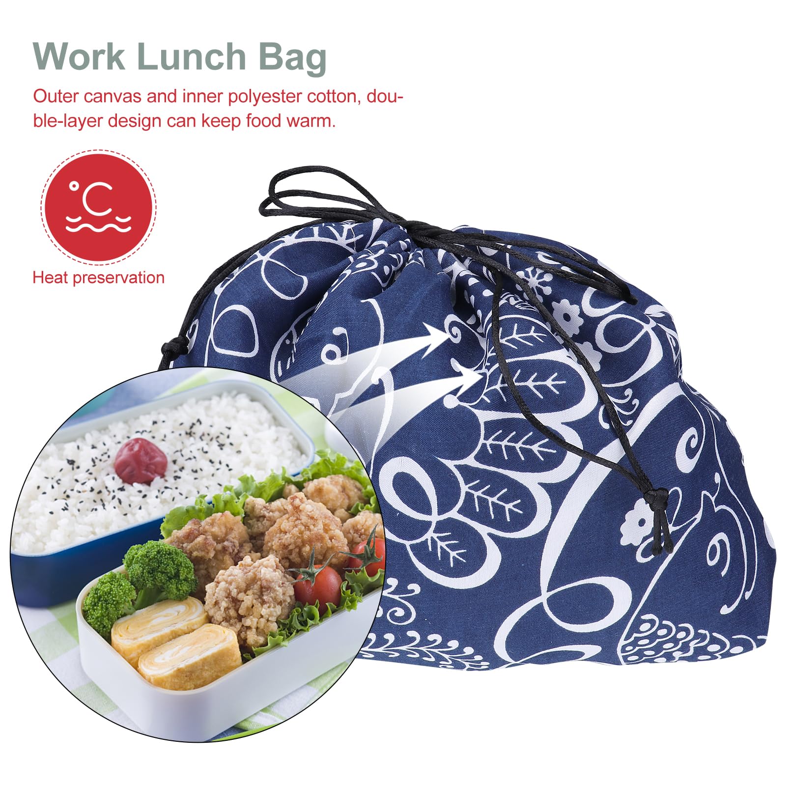 Lot De 3 Sacs à Lunch Fourre-tout Avec Cordon De Serrage - 18x12x27 Cm - Portable, Léger, Idéal école, Bureau, Pique-nique