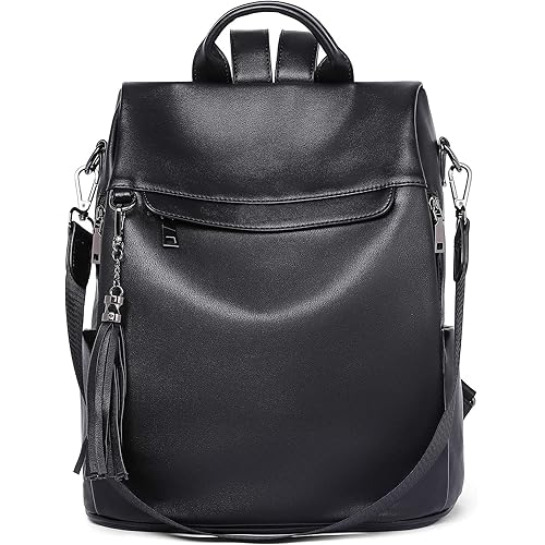 Telena Womens Backpack Purse Vegan Leather Large Travel Backpack College Shoulder Bag with Tassel
