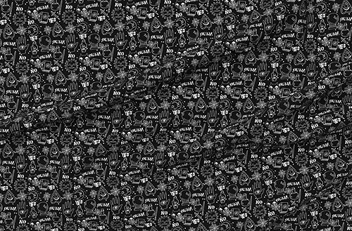 Spoonflower Tela  Ouija, Halloween, octubre, otoño, negro, blanco, espeluznante, fantasma, calabaza impresa en tela de algodón de la firma de