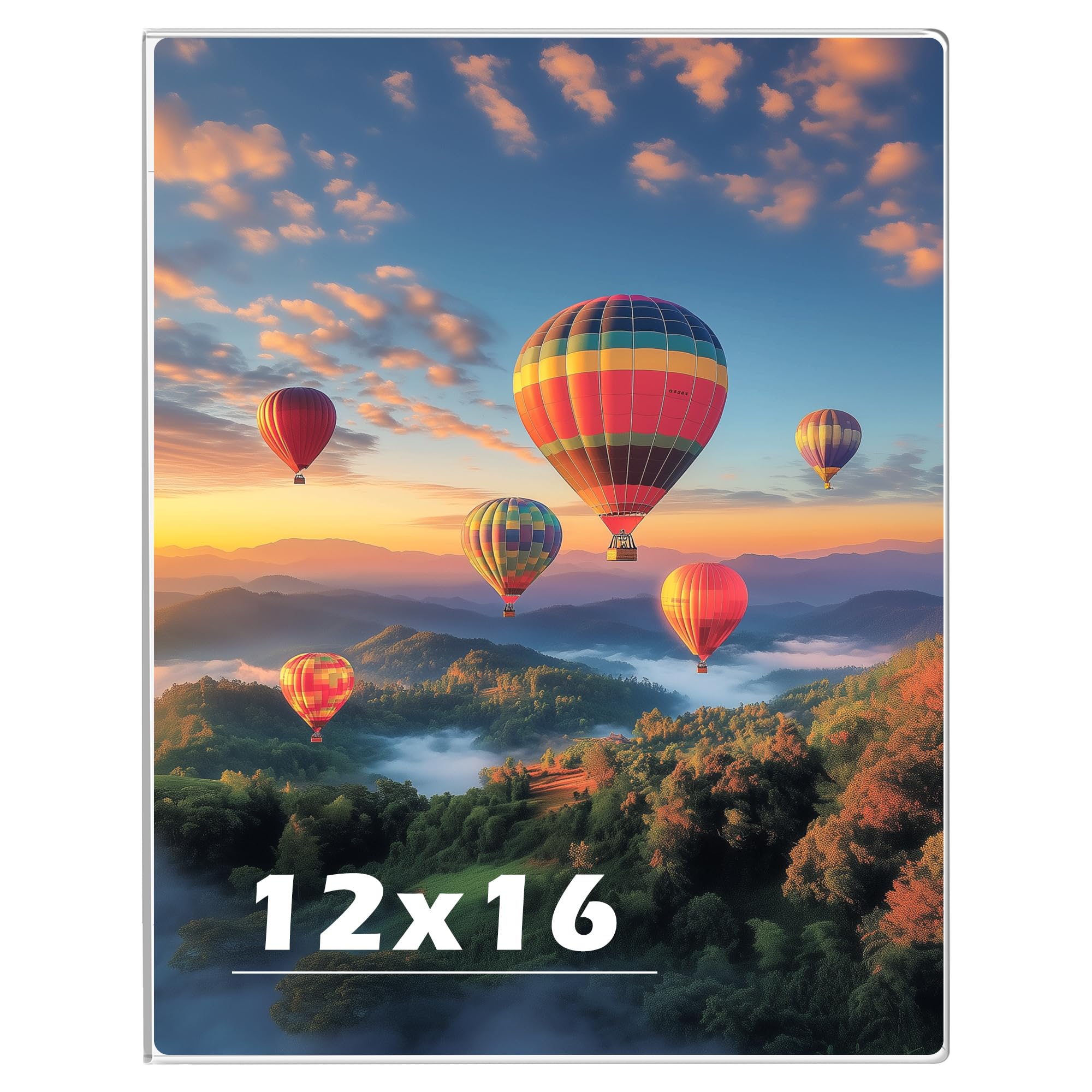 Photo 1 of 12 x 16 Acrylic Picture Frame, Horizontal/Vertical Clear Photo Frame for Wall with Tape, No Drilling Floating Hanging Frameless Picture Frame, Wall Mount Sign Holder 12x16 for Home, School, Office
