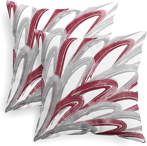 CaliTime Juego de 2 fundas de almohada decorativas de vellón acogedor de dos tonos con plumas abstractas, para sofá, cama, decoración de granja, 20