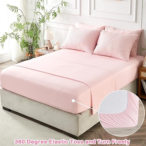 Miniatura 5 de Juego de edredón de 7 piezas para niños, tamaño King, juego de ropa de cama bordado jacquard rosa para niños y niñas, edredón en una bolsa, con 1