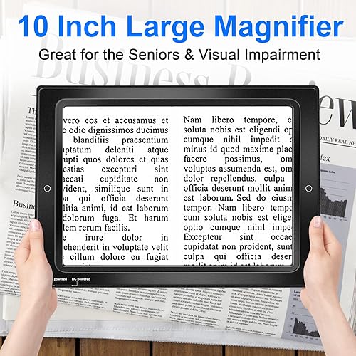 Miniatura 3 de Lupa 4X manos libres, lupa grande de lente acrílica, lupa rectangular de página completa, 50 luces LED, iluminada, plegable, portátil de escritorio