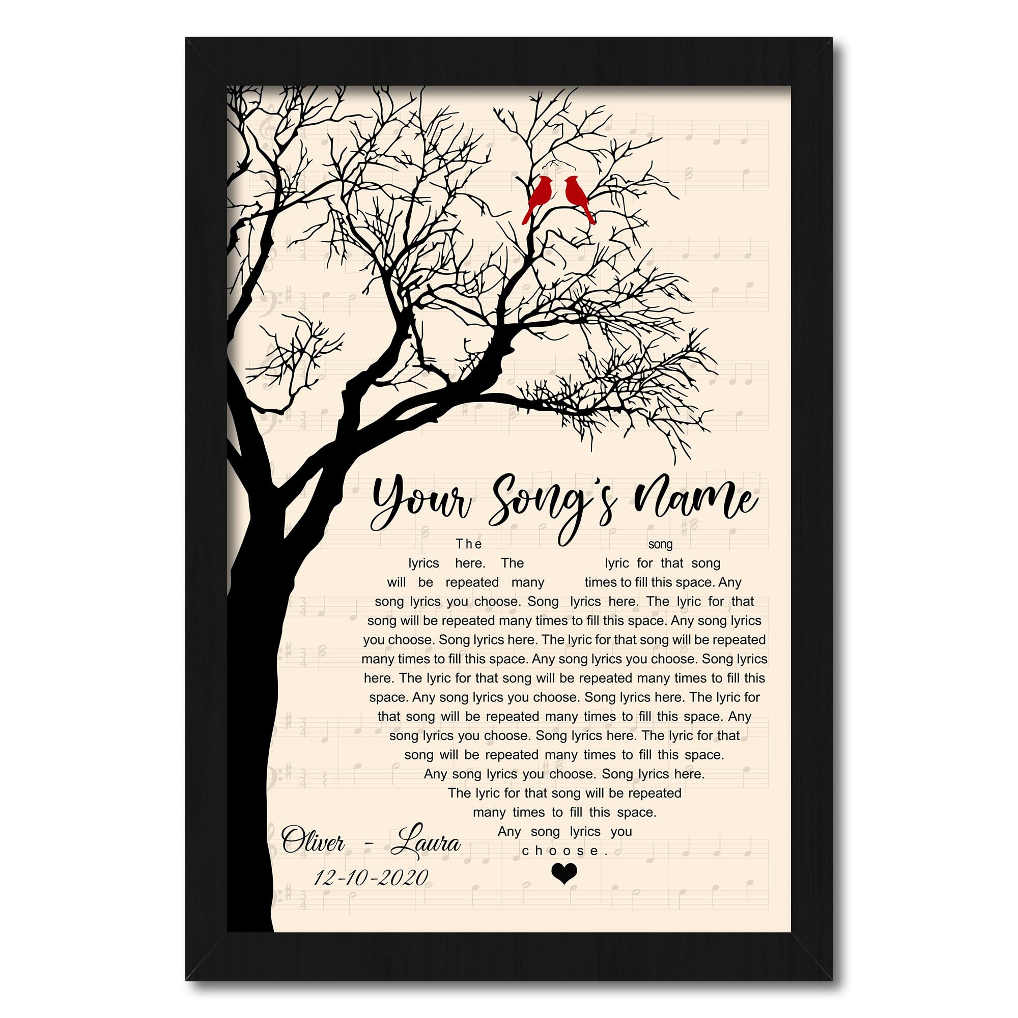 Custom Song Lyrics Wall Art, Personalized Song With Photo, Perfect Framed Lyrics, Customized Valentines Gift For Him, Her, Couple
