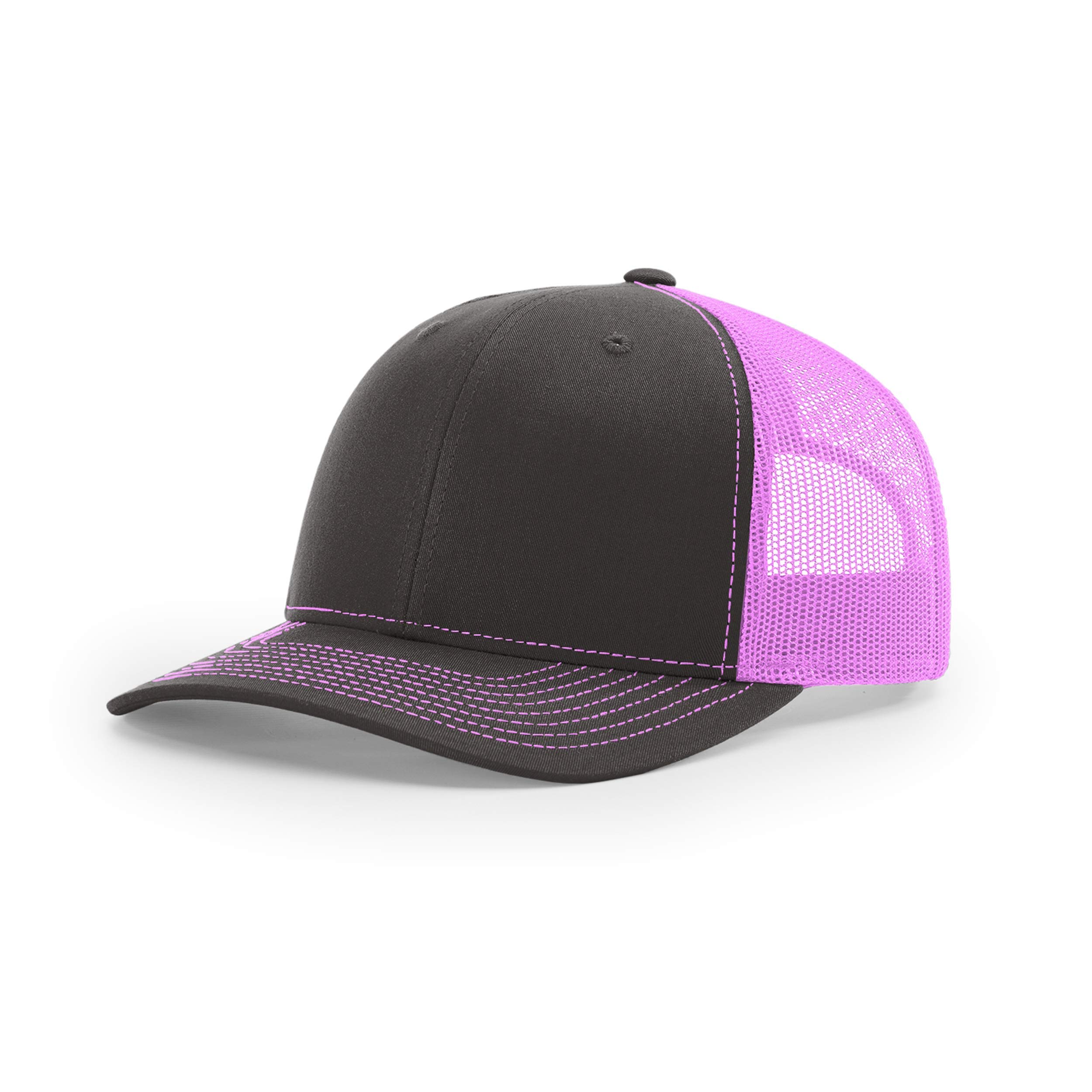 R RICHARDSONRichardson Unisex 112 Trucker Adjustable Snapback Baseball Cap, Split Charcoal/Neon Pink, One Size Fits Most