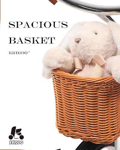 Miniatura 5 de KRIDDO Triciclo clásico de metal para niños de 2 a 4 años, color blanco