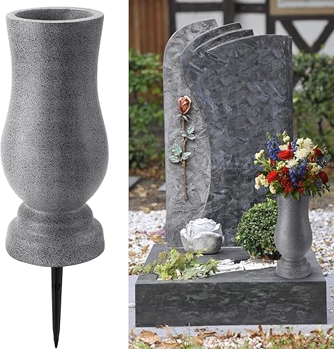 Florero de tumba de cementerio, decoraciones de cementerio para tumba, jarrones de ángel con espigas, marcadores de tumba, decoración para