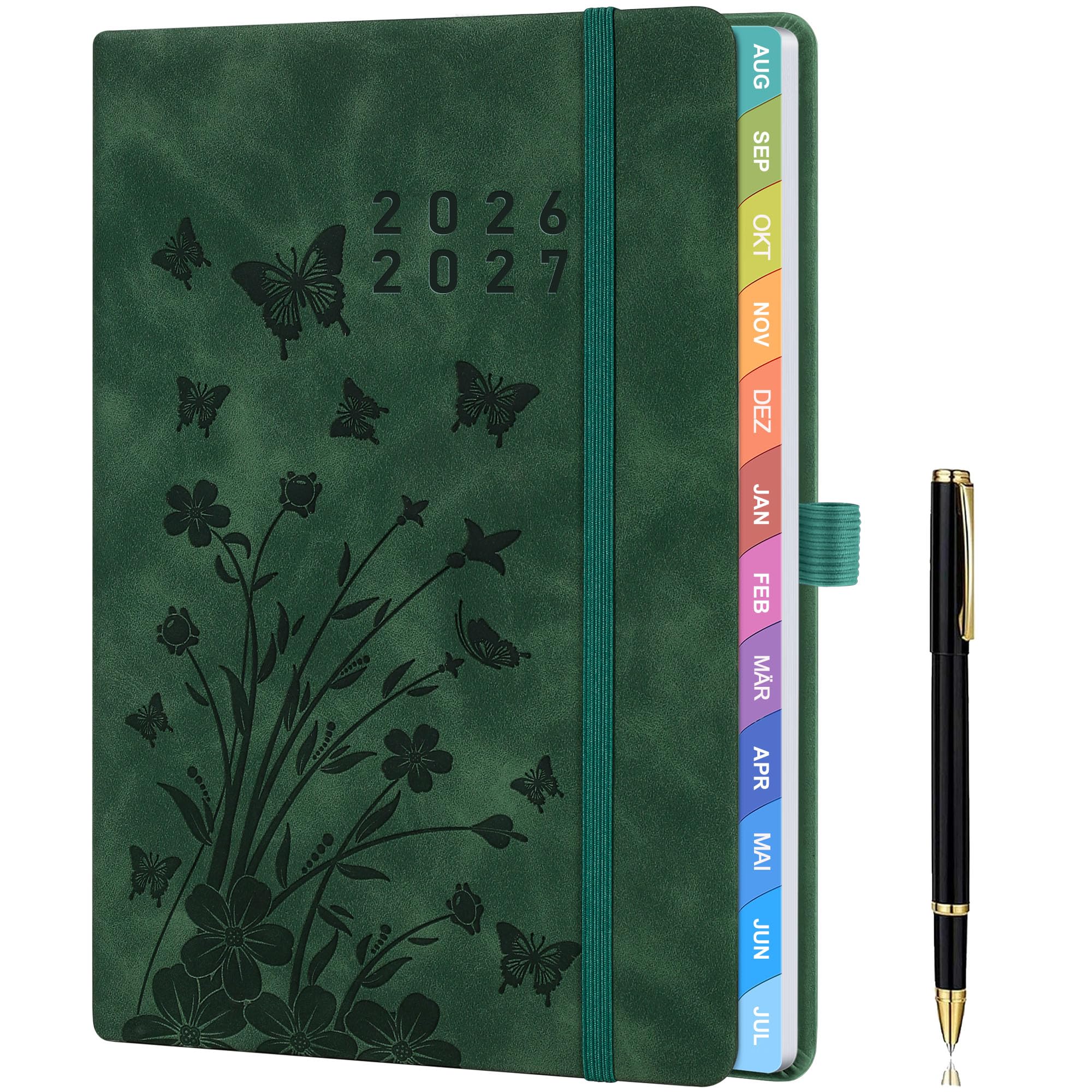 Lehrerkalender 2026–2027 A5+ (22 x 16,5 cm), Lehrerplaner & Schuljahresplaner, Unterrichtsplaner mit Monats- & Wochenansicht, Notenlisten, Klassenorganisation, Hardcover mit Stiftschlaufe – Seegrün