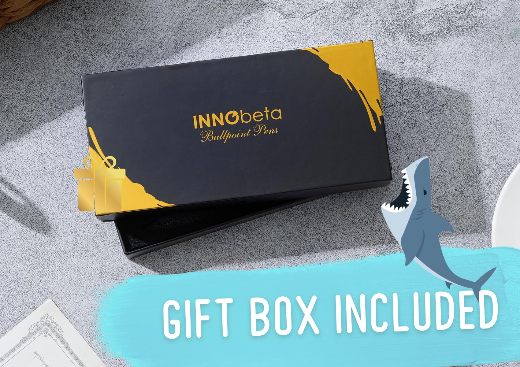 InnoBeta Shark Gifts for Women, Girls, Ballpoint Pen Set of 4, Shark Stuff for Shark Lovers, Shark Mom Gifts for Birthdays, Christmas