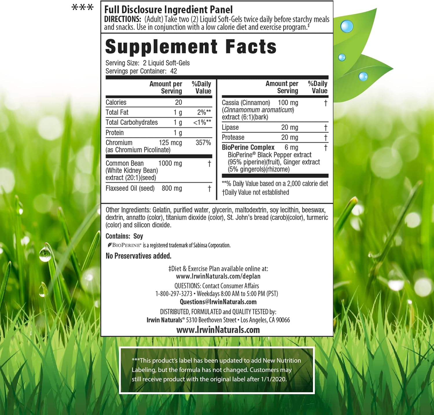 Irwin Naturals Maximum Strength 3-in-1 Carb Blocker 84 Sgels : Health & Household
