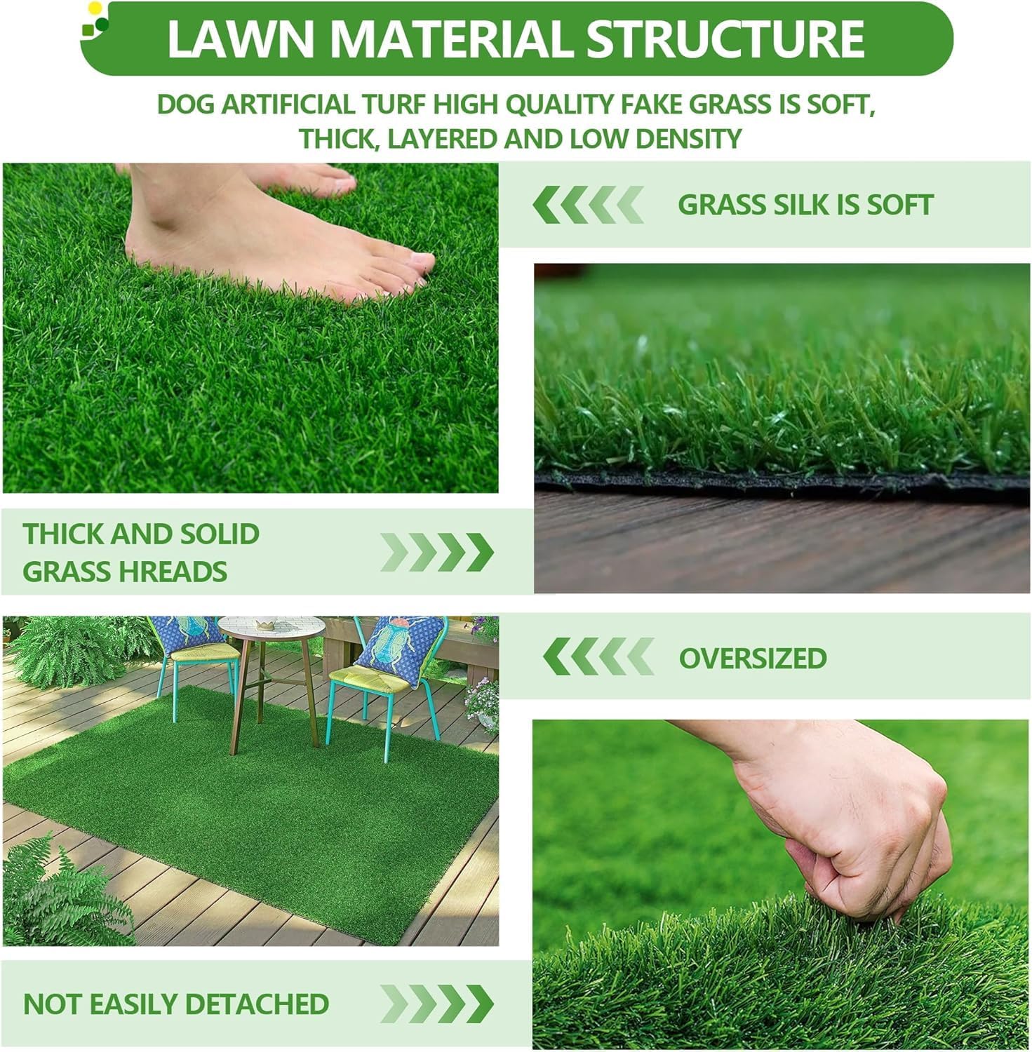 Artificial Grass Rug Turf for Dogs Indoor Outdoor Fake Grass for Dogs Potty Training Area Patio Lawn Decoration