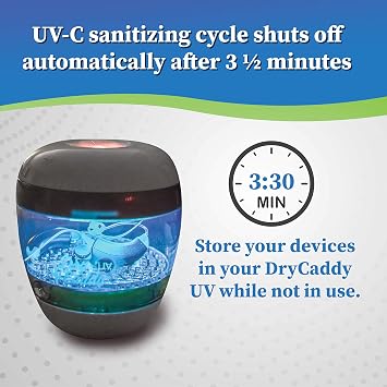 DryCaddy UV by Dry & Store | UV-C and Industry-Leading Desiccant to Keep Hearing Aids or Small Electronics Clean and Last Longer (Hearing Aid Dryer)