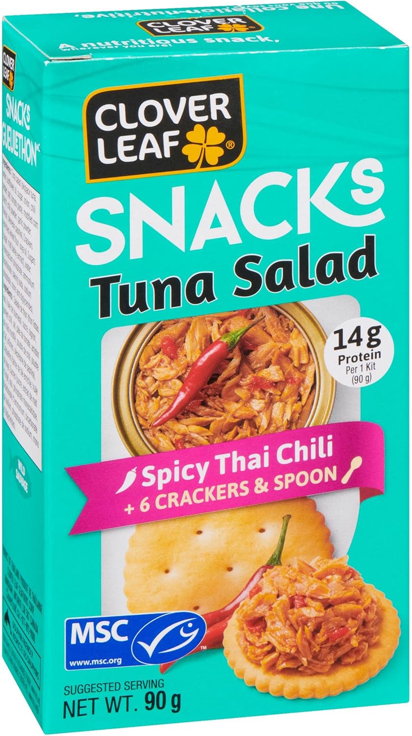 Clover Leaf Tuna Snacks Spicy Thai Chili KIT 90g, 12 Count Canned Flavoured Tuna With 6
