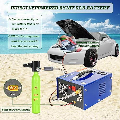 Miniatura 3 de NDCYJG PCP Air Compressor 4500Psi30Mpa WaterOil Free Air Pump RiflePistol Paintball Cans Powered 12V Automotive DC 110V AC For Home Use With Power