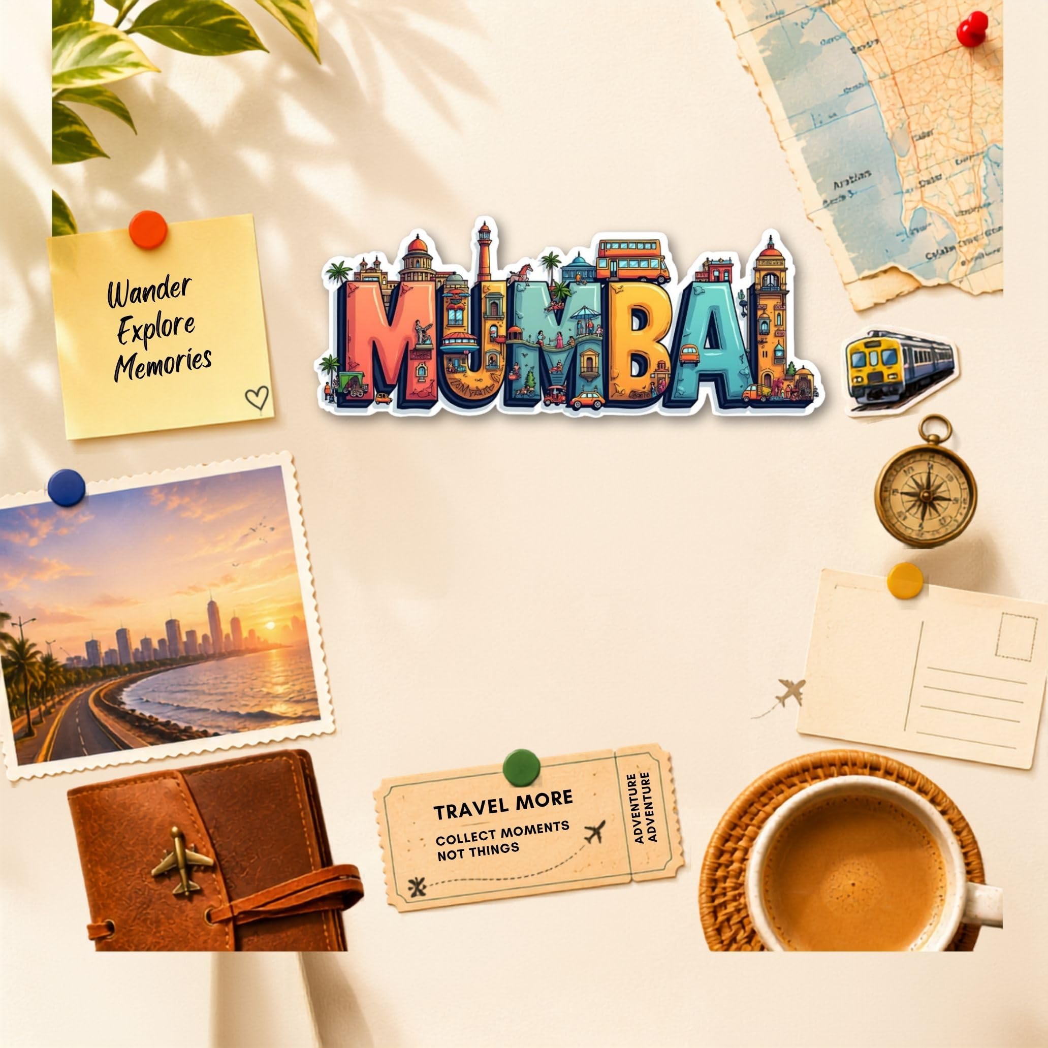 GiftODay City Theme Souvenir Wooden Fridge Magnet for Refrigerator - Mumbai Fridge Magnet for Kitchen & Home Decor | Perfect Souvenir Gift | Size 3x3 Inches | Pack of 1 4