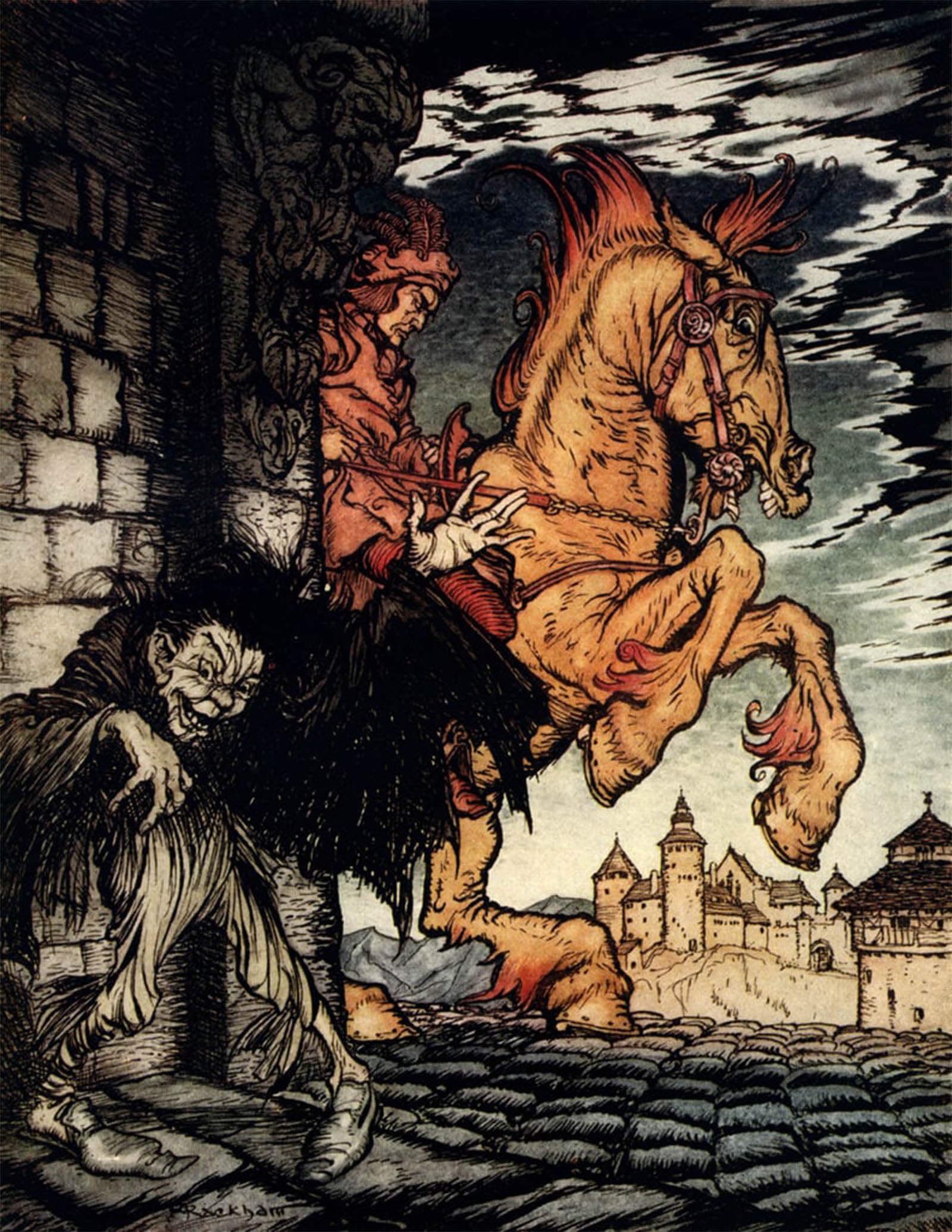 ARTXLXXBN Famous Prints Artwork Pictures Poster Painting Art Metzengerstein by Arthur Rackham Artwork Landscape Pictures for Home Decor 60x90cm