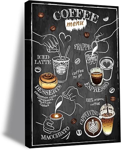 Lienzo retro de café para pared, pinturas de cafetería, decoración de pared, póster para amantes del café, impresión de arte para sala de estar,