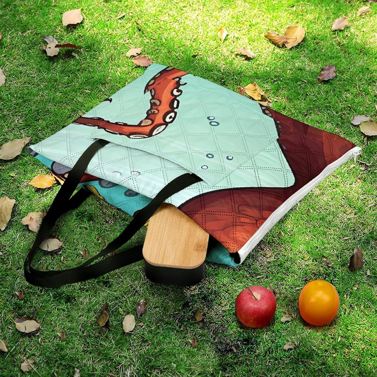Giant Octopus Picnic Blanket with Zipper Water Resistant Sand Free Picnic Mat Washable Foldable Easy Carry Beach Blanket for Lawn Beach Hiking Camping
