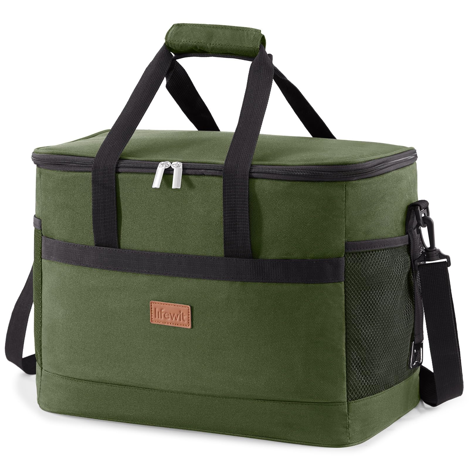 Lifewit 30L 50 Dosen Kühltasche Groß faltbar Kühlkorb Kühlbox Isoliertasche Thermotasche Picknicktasche für Lebensmitteltransport, Grün