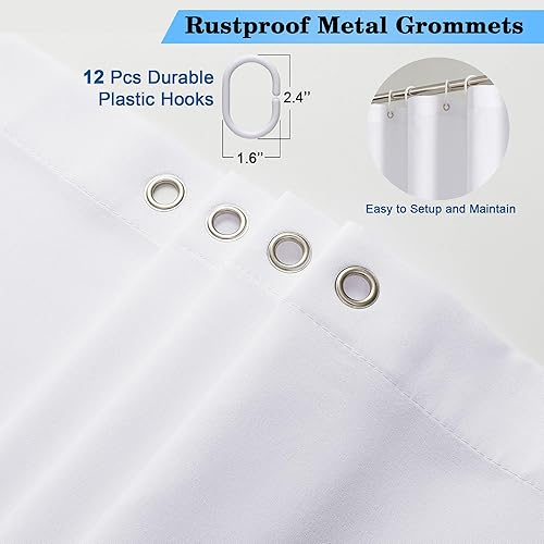 Miniatura 3 de OVZME Zora Cortina de ducha blanca, cortina de ducha de tela para baño, paño suave, calidad de hotel, spa, decoración de baño repelente al agua,