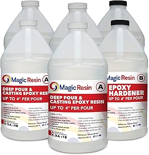 Deep Pour Epoxy Resin for River Table | 6 Gallon (11.4 L) | 4'' Deep Pour & Casting Epoxy Resin Kit | Low Odor | Crystal Clear and High Gloss | for River Tables, Deep Pour, Casting, Molding