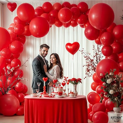 Miniatura 4 de KatchOn, Kit de arco de globos de látex rojo, 18 pulgadas, paquete de 120, globos para el día de graduación, globos rojos para decoración de