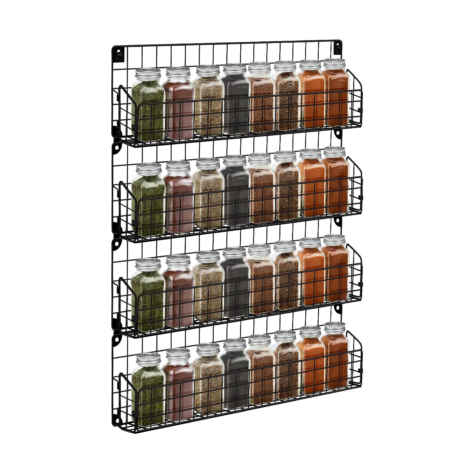 Buy EWSBI Wall Spice Rack Organizer, 4 Tier Hanging Spice Shelf Storage Stackable Iron Wire Wall