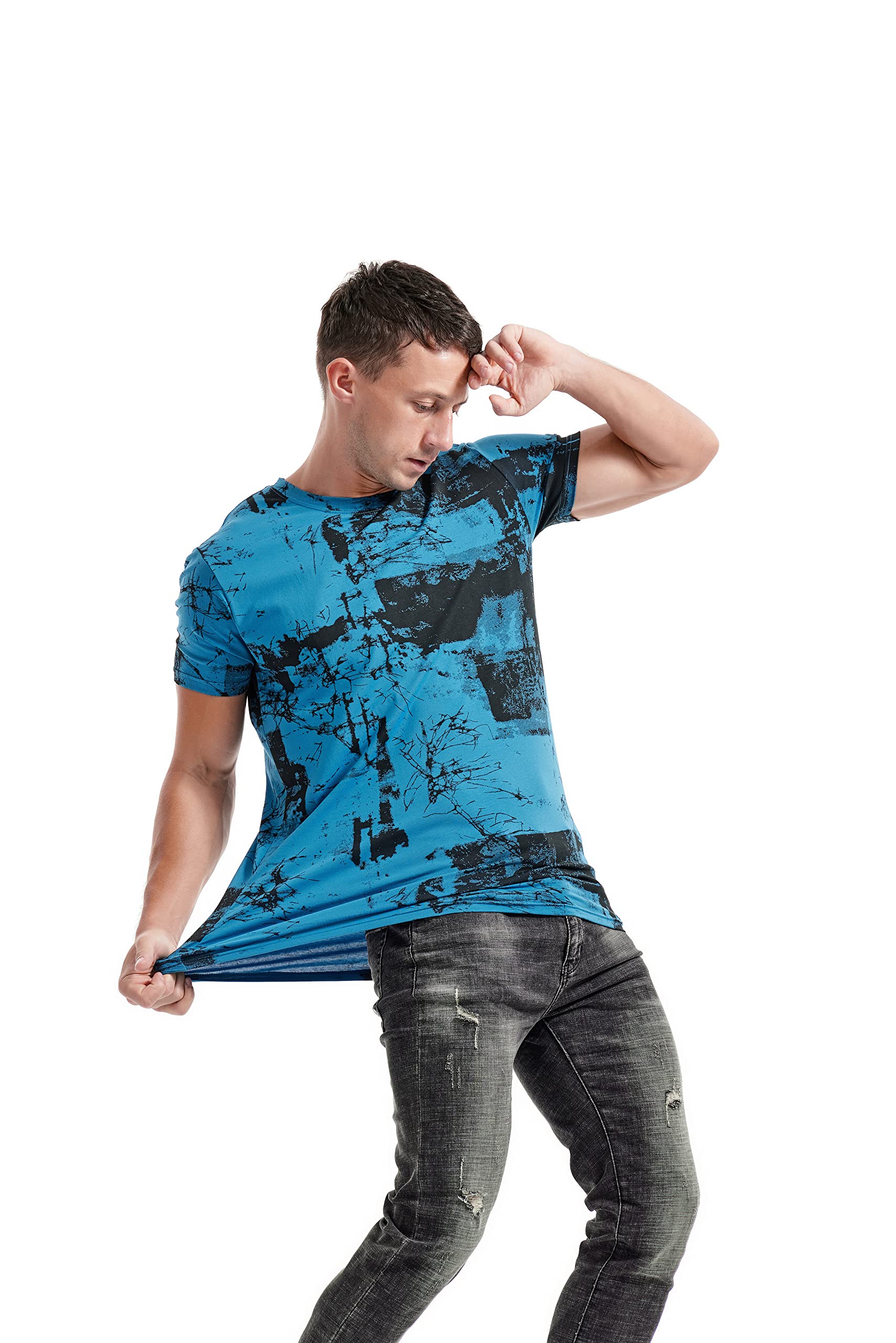 RONOMO Camiseta de teñido anudado para hombre