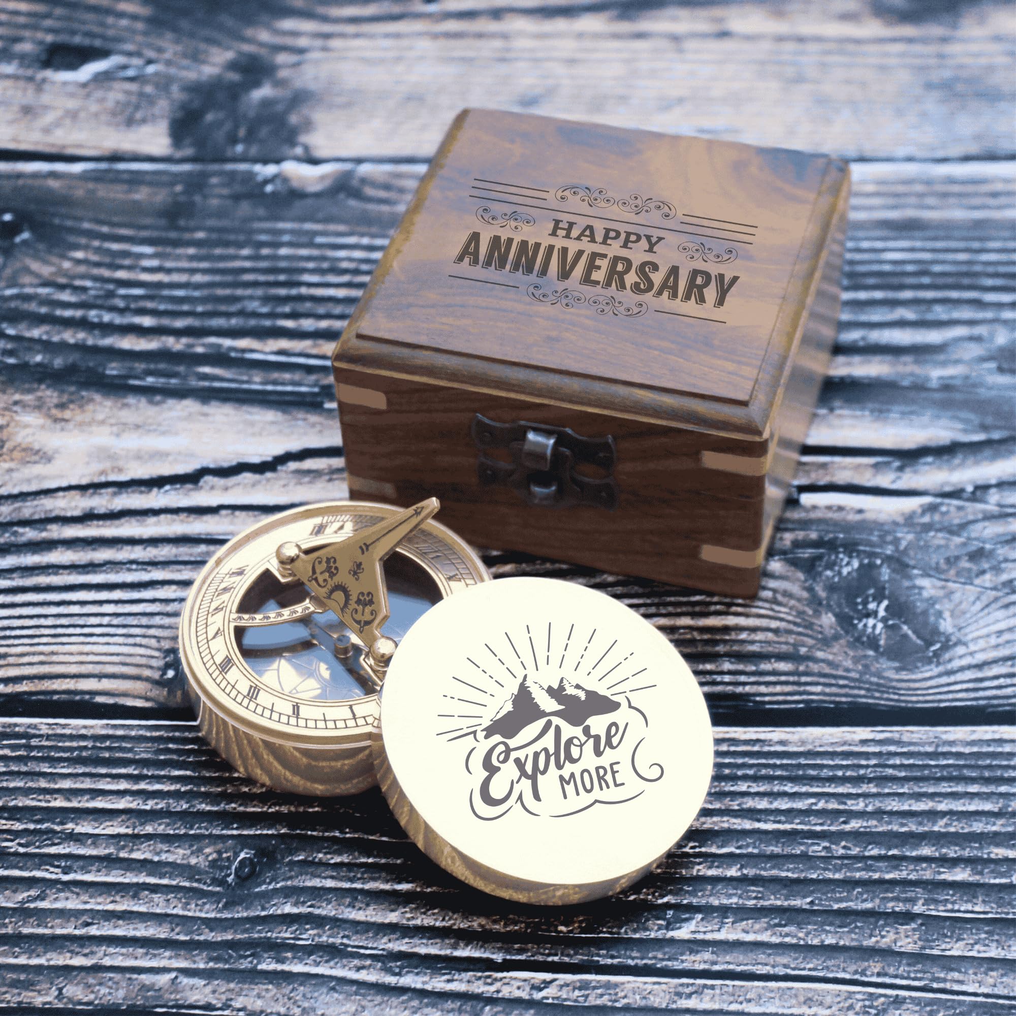 Cadran solaire personnalisé gravé boussole de poche Company Cadeau personnalisé pour lui boussole à fils – Mari – Première communion – Souvenir – Baptême – Anniversaire de mariage