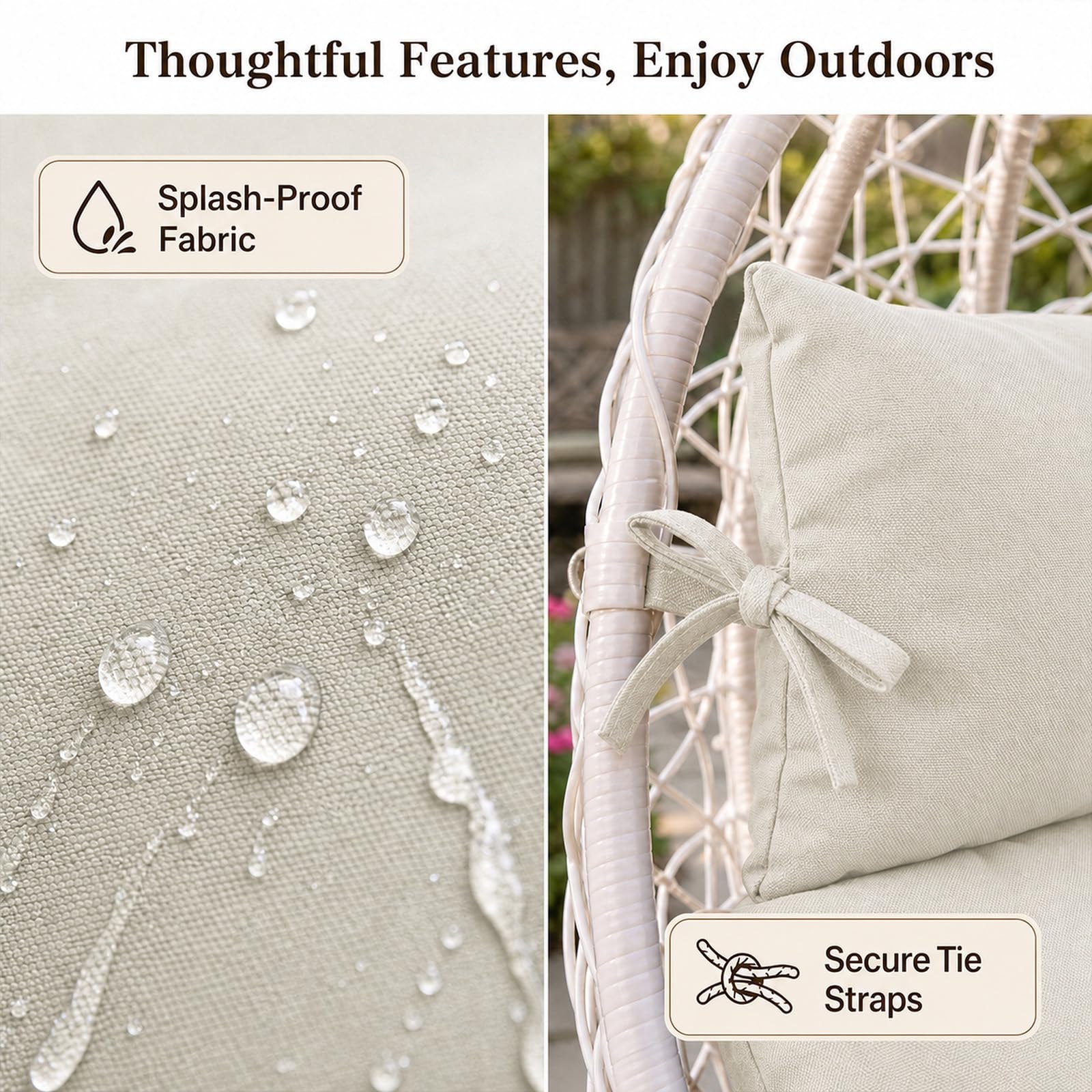 Coussin de balancelle Suspendue pour l'extérieur, Coussin de Jardin avec Appui-tête, Coussin d'assise intérieur pour balancelle, hamac Suspendu, Coque Suspendue, Coussin de balancelle pour hamac
