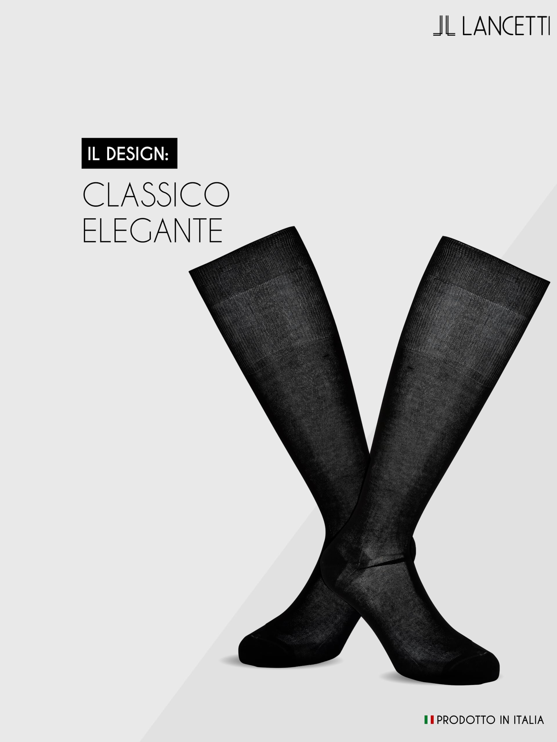 LANCETTI Paia di Calze Classiche Eleganti e Lunghe per Uomo in Pregiato Cotone Filo di Scozia