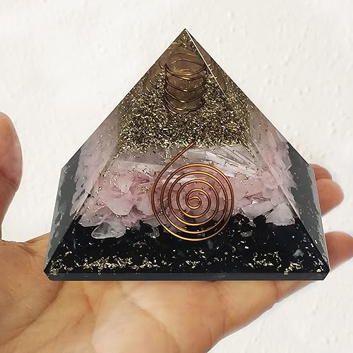 Miniatura 3 de Generador de energía de pirámide de orgón de turmalina y cuarzo rosa, cristales de selenita, orgonita, protección de energía negativa, chakra del