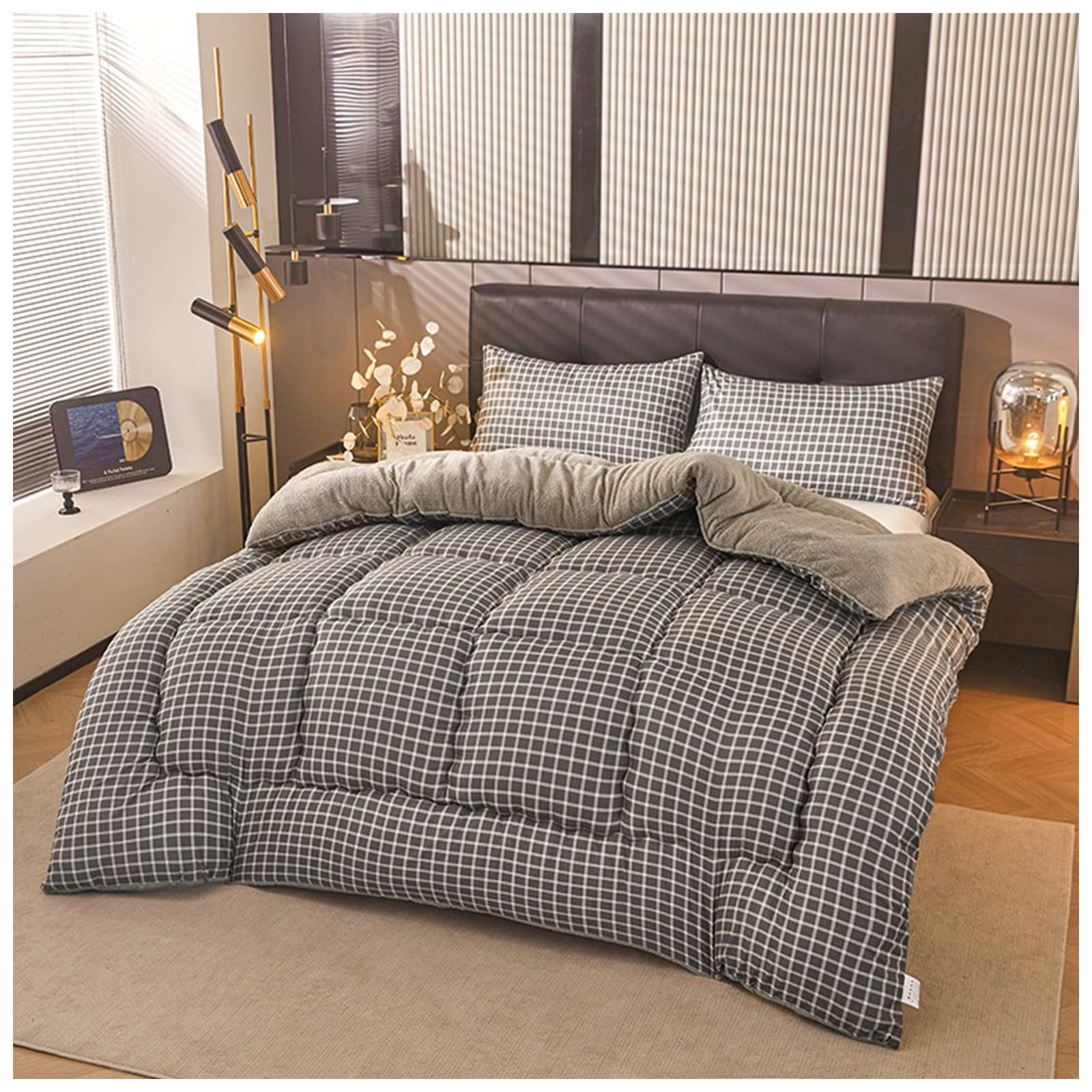 ZTGL Edredón Invierno con Borreguito, Edredón de Cachemira Súper Cálido y Grueso, Edredón de Terciopelo Cordero De Invierno Cama Doble, Engrosado Manta Regalo de Lana Transpirable D,135×200cm/2kg