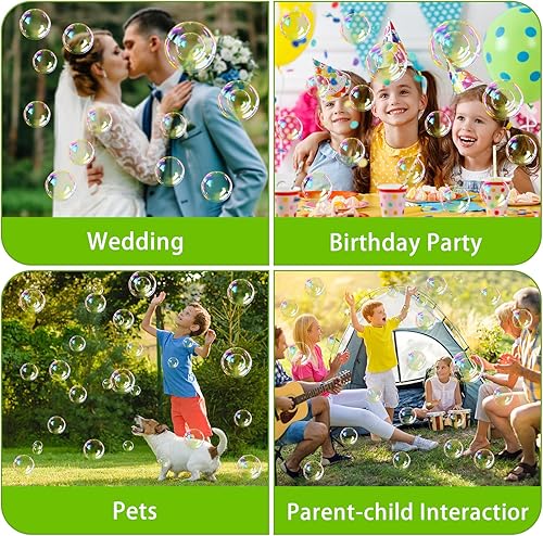 Miniatura 6 de Scuwtocn Máquina de burbujas automática para soplar burbujas, juguetes al aire libre para niños pequeños, más de 9000 burbujas con 2 velocidades,