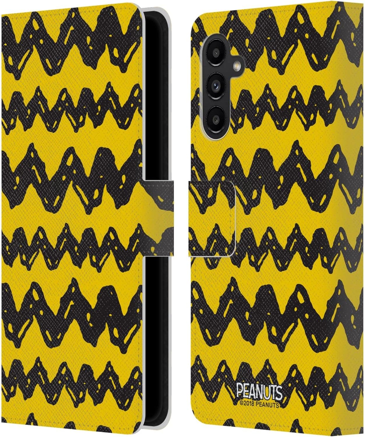 Head Case Designs Officially Licensed Peanuts Patterns Charlie Brown Leather Wallet Case Compatible with Samsung Galaxy A13 5G (2021)