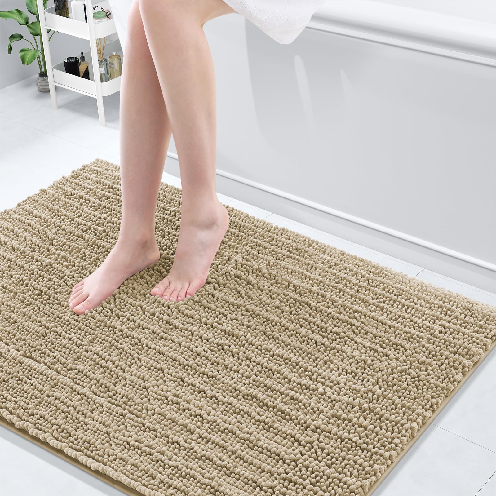 Arotive Luxury Chenille Bathroom Rug Mat, Extra Soft Thick Absorbent Shaggy Bath Rugs, Non-Slip Machine Wash Dry, Plush Bath Mats for Bathroom, Shower