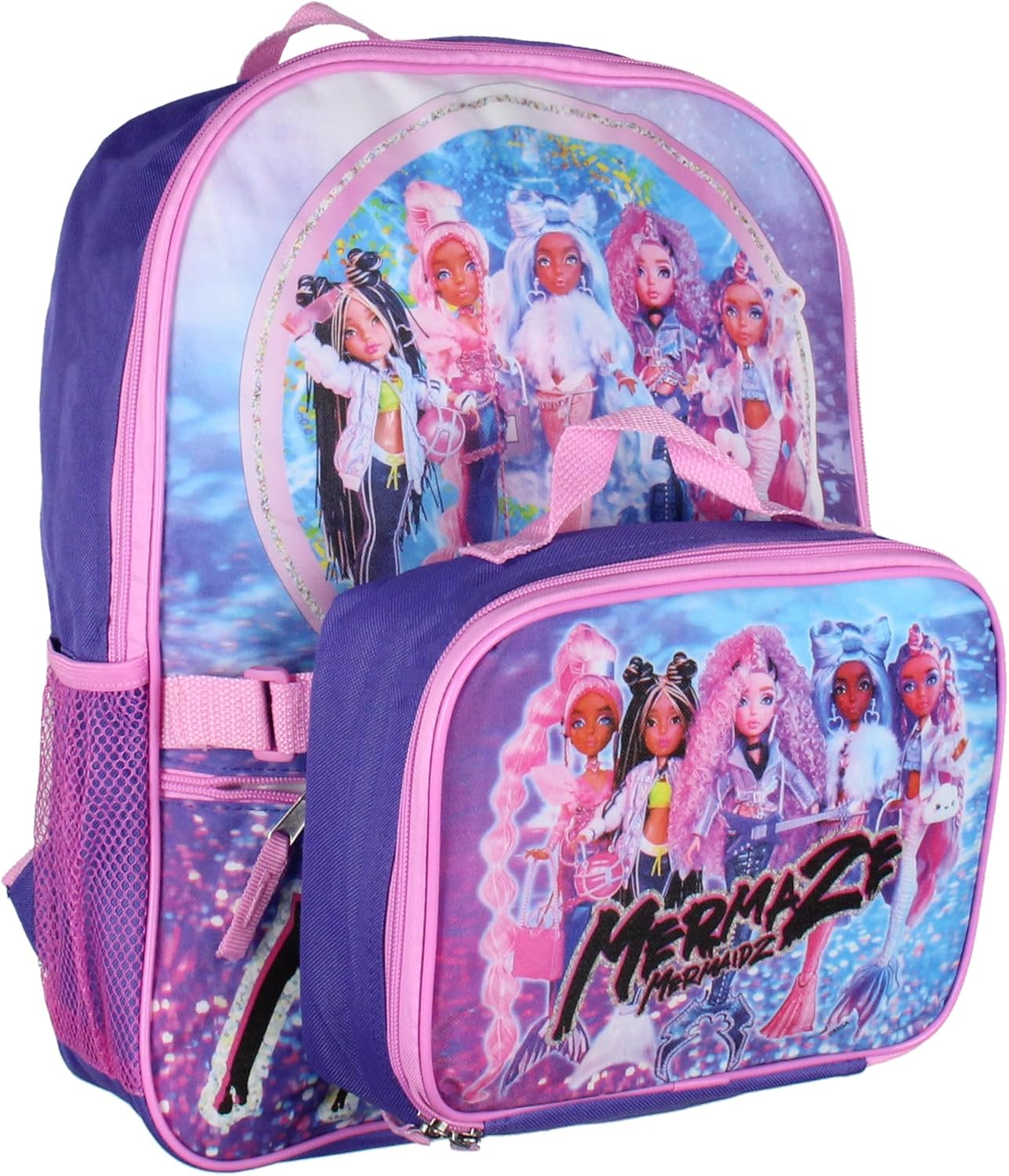AI ACCESSORY INNOVATIONS Mermaze Mermaidz Mermazing Backpack School Travel Backpack For Kids 2 Piece Set With Detachable Lunch Box 16" - Image 2