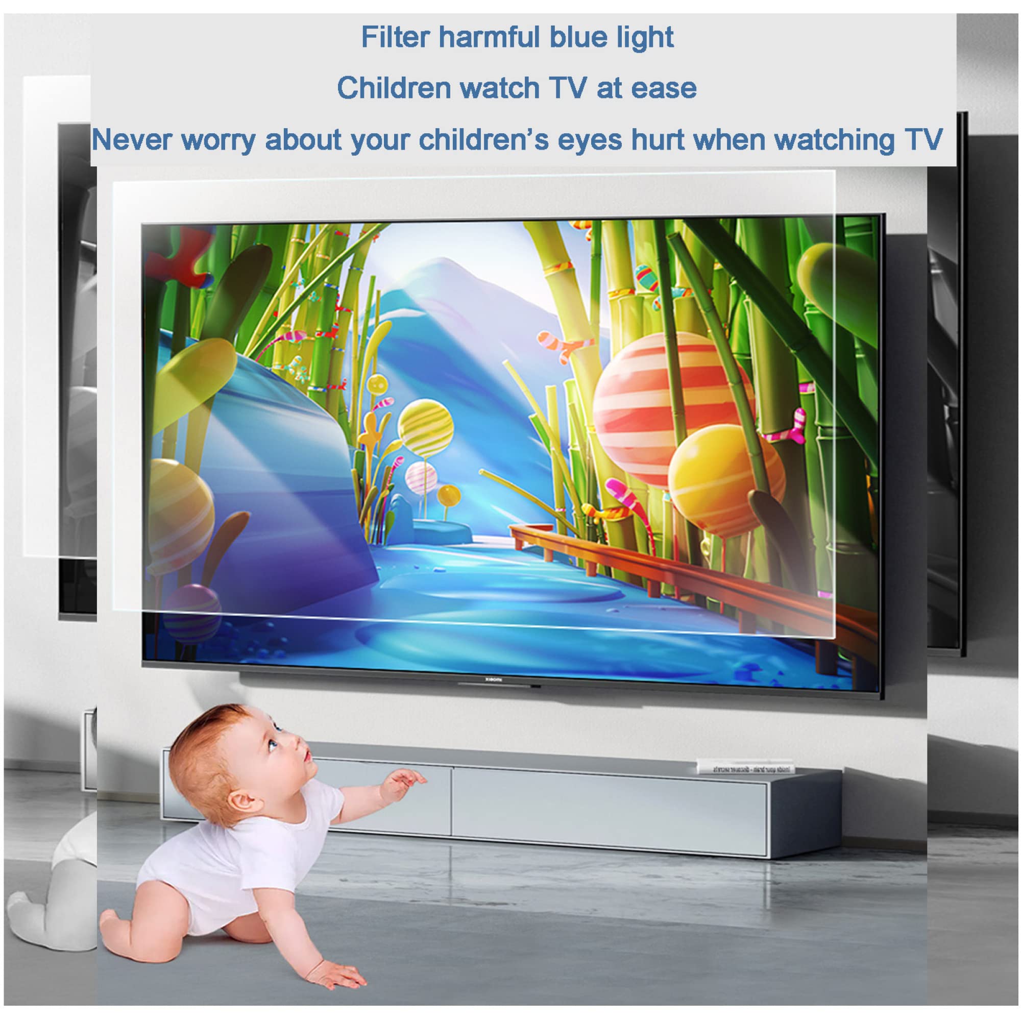 z Folia przeciwodblaskowa do telewizora 55 cali, użytku wewnątrz i na zewnątrz AntiBlue Light ekran matowa folia telewizorów LCD, Led, 4k OLED QLED HDTV,Folia ochronna na ekran telewizora