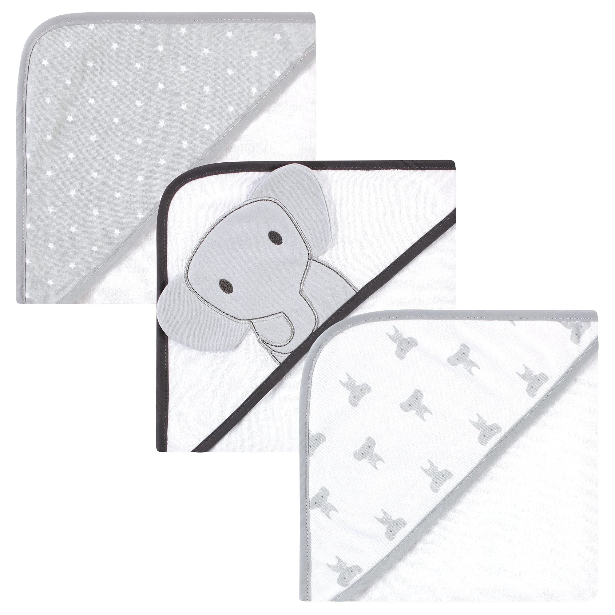 Drap de bain à capuche bébé en coton doux Modern Elephant