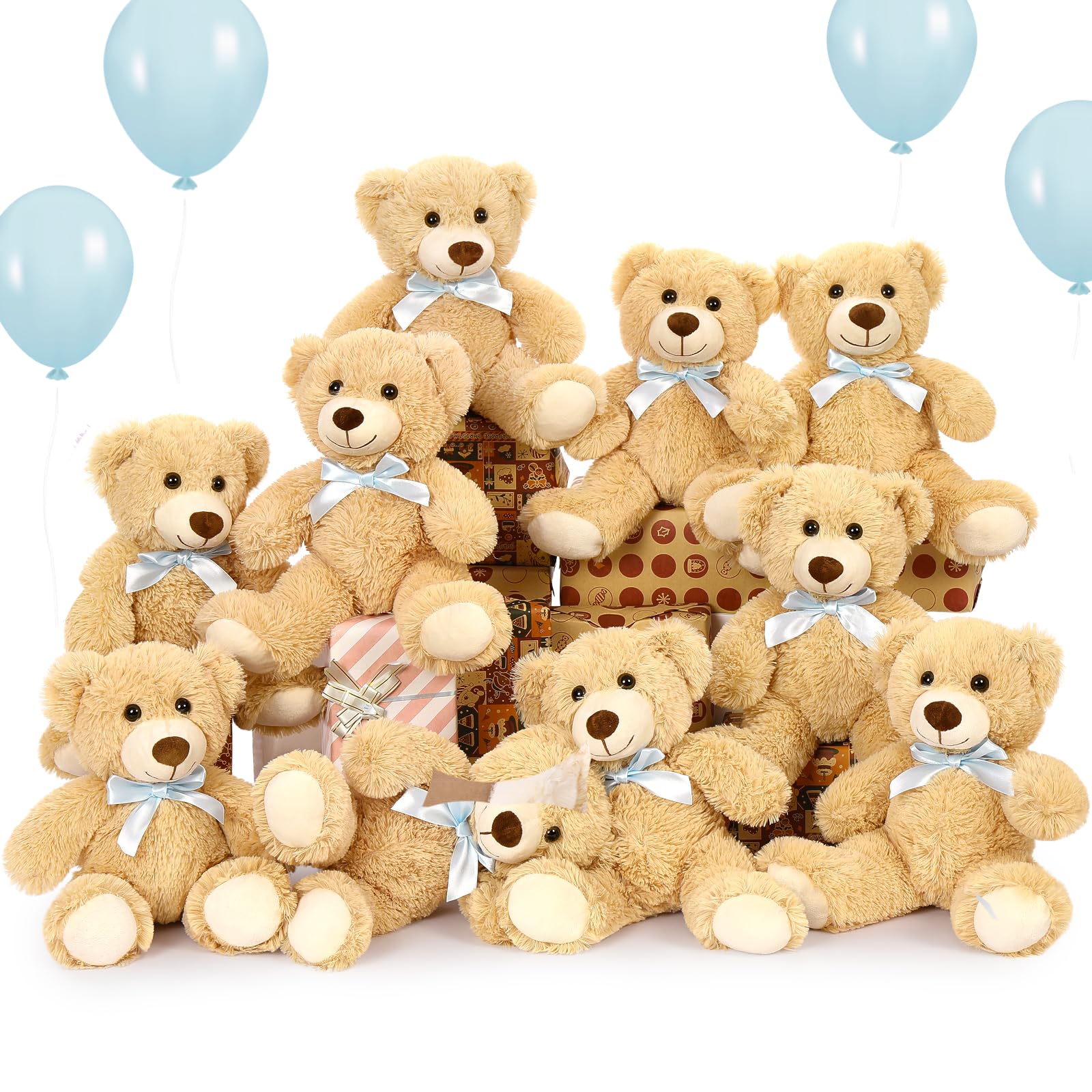 Photo 1 of MorisMos 10-Pack Teddy Bear Bulk for Baby Shower,14-inch Small Teddy Bear Stuffed Animal Plush Toy,Soft Bulk Stuffed Animal Wholesale for Baby Shower Centerpiece Decoration Birthday Party Favors,Brown